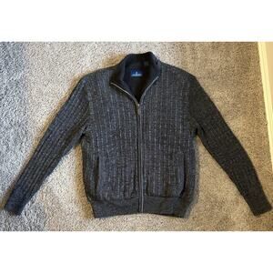 Lanesboro Gray Ribbed-Knit Mock Neck Full Zip Sweater Long Sleeve XL Fleece